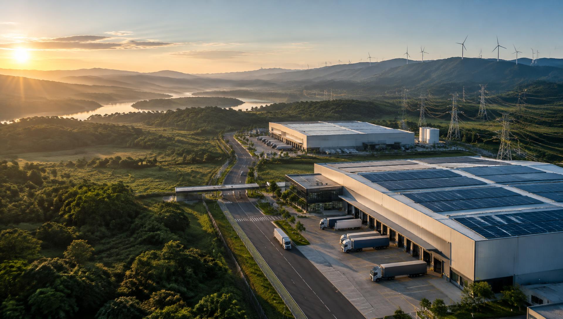 Complexo industrial com geração solar e infraestrutura energética